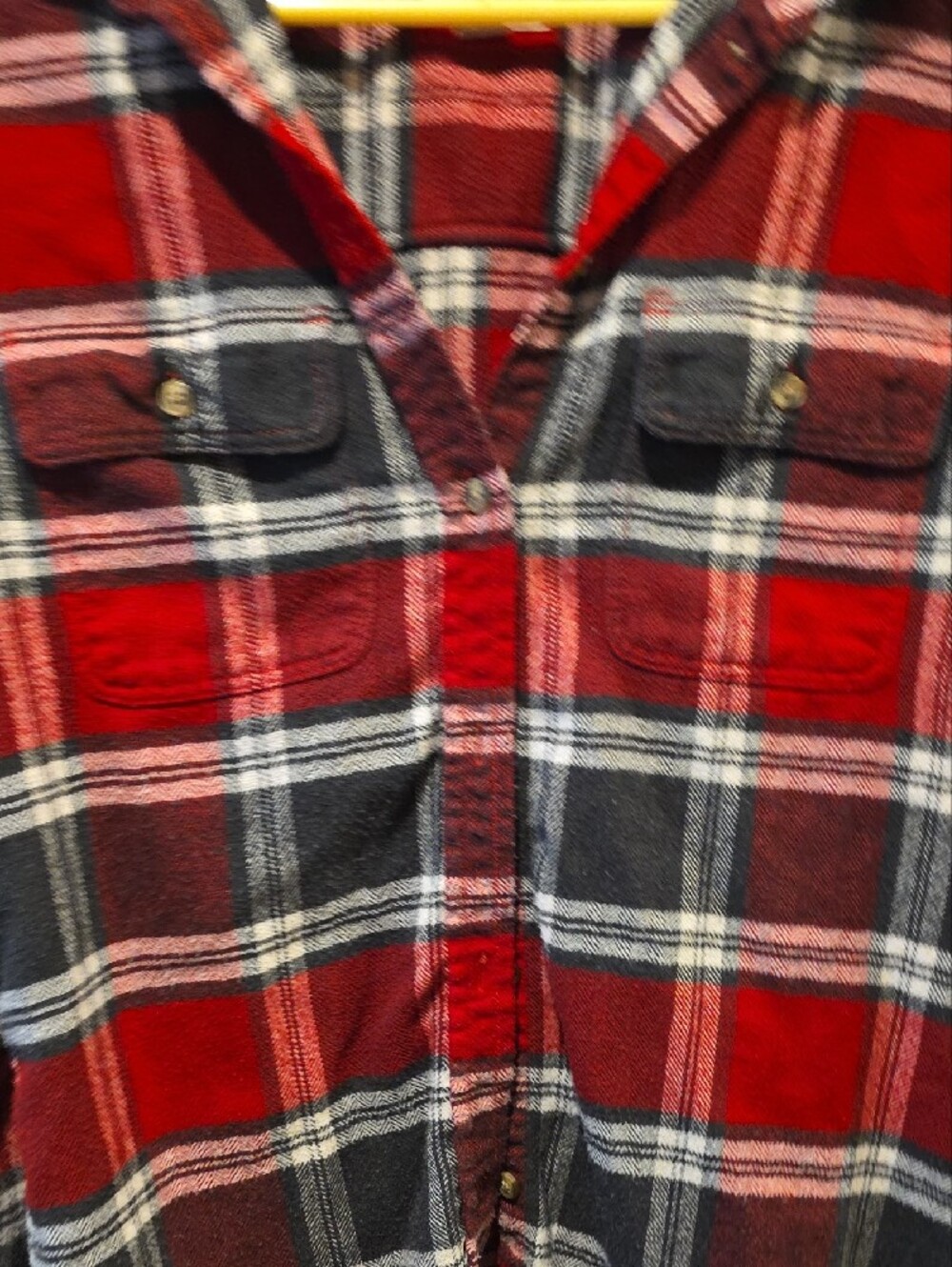 American Eagle Red and Black Plaid Button-Up - Picture 3 of 7